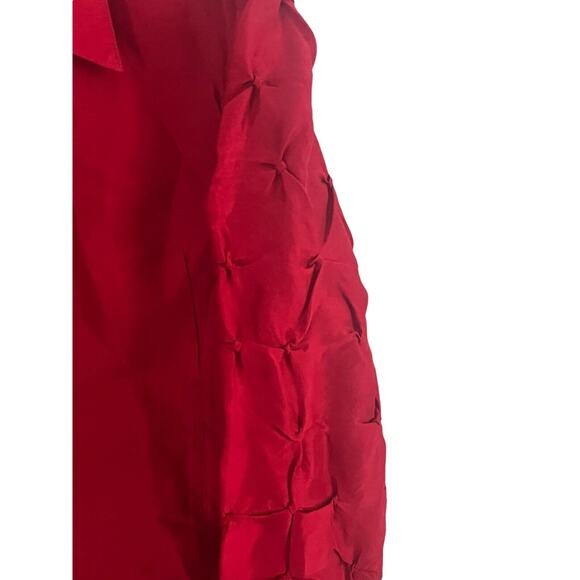 Petanu by Pashma Red Silk Blouse •M• Shirt Gorgeous Button Down Long Sleeve - Picture 3 of 8